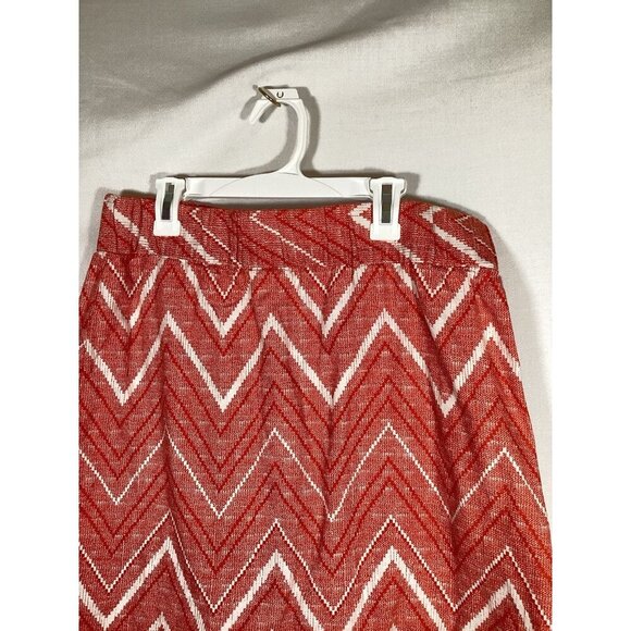 BANANA REPUBLIC Pull on Geometric Skirt Orange Size 6 Preppy Casual Linen Blend - Picture 2 of 8